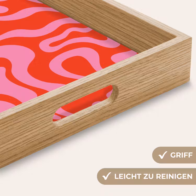 Abstract - Patroon - Rood - Roze - Minimalistisch Dienblad Rechthoek middel -USP_HandgreepDE