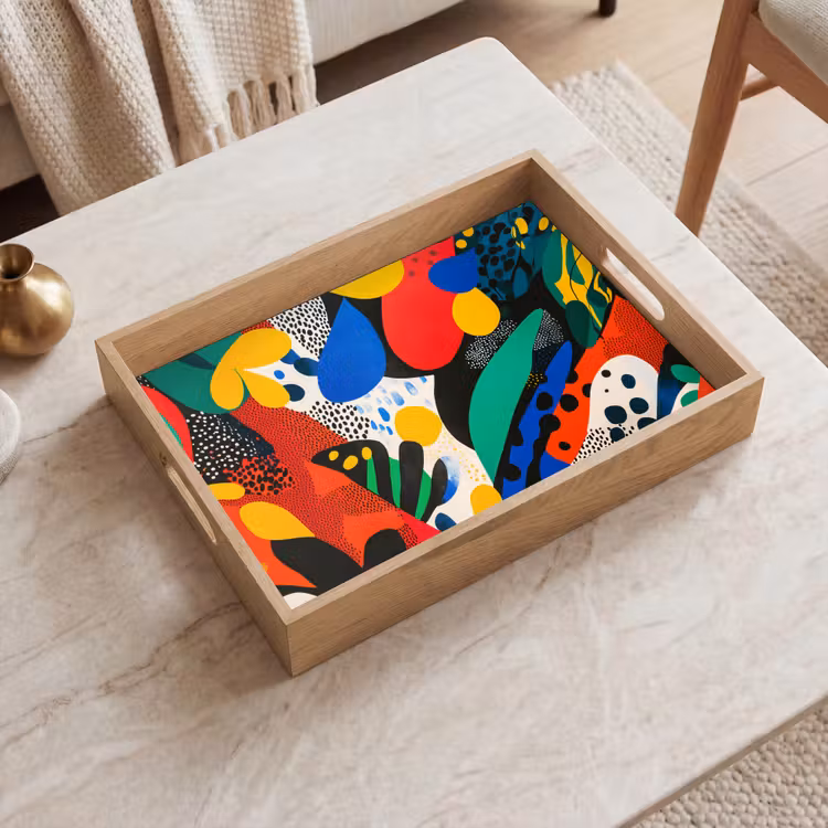 Abstract - Planten - Vormen - Kleurrijk Dienblad Rechthoek middel -sfeer1