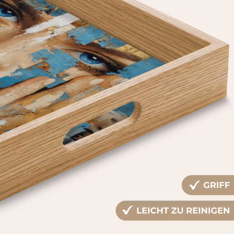 Abstract - Penseelstreken - Blauw - Gezicht Dienblad Rechthoek middel -USP_HandgreepDE