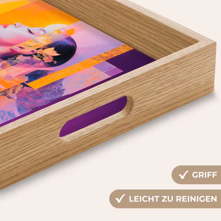 Abstract - Portret - Vrouw - Kleurrijk Dienblad Rechthoek middel -USP_HandgreepDE