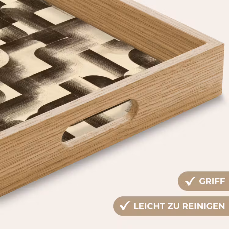 Abstract - Retro - Zwart Dienblad Rechthoek middel 911 -USP_HandgreepDE