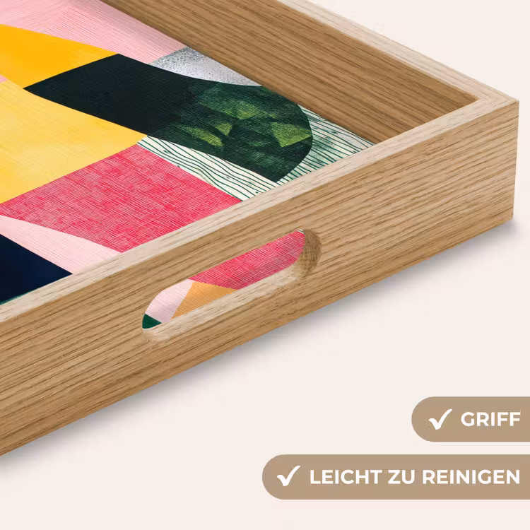 Abstract - Roze - Lappen - Vormen - Geel Dienblad Rechthoek middel -USP_HandgreepDE