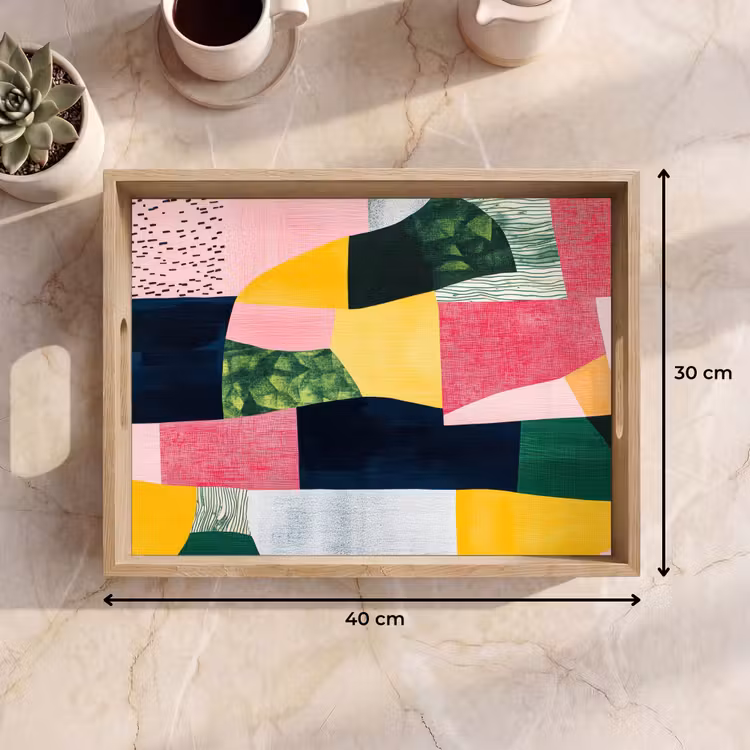 Abstract - Roze - Lappen - Vormen - Geel Dienblad Rechthoek middel -USP_Formaat
