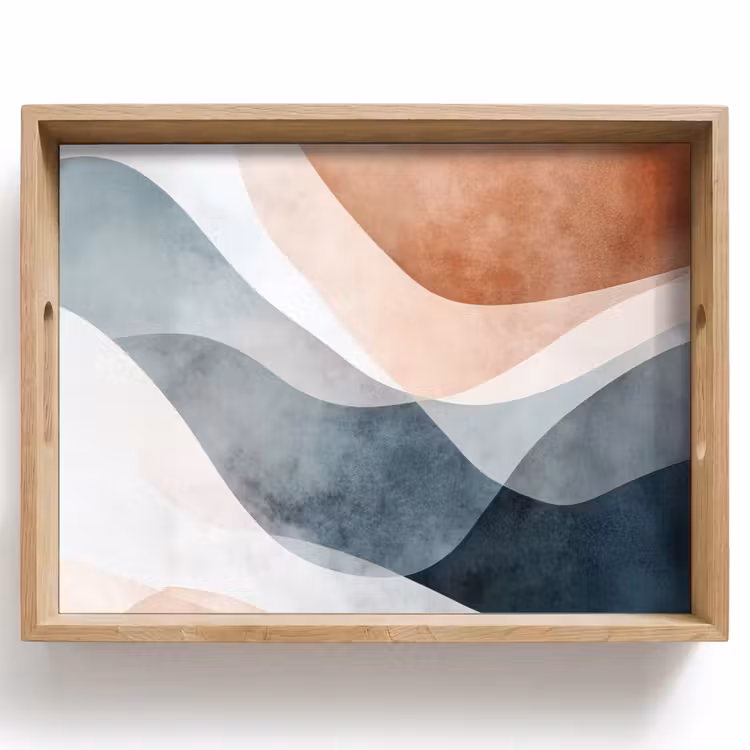 Abstract - Golven - Blauw Dienblad Rechthoek middel -z3d_shopping
