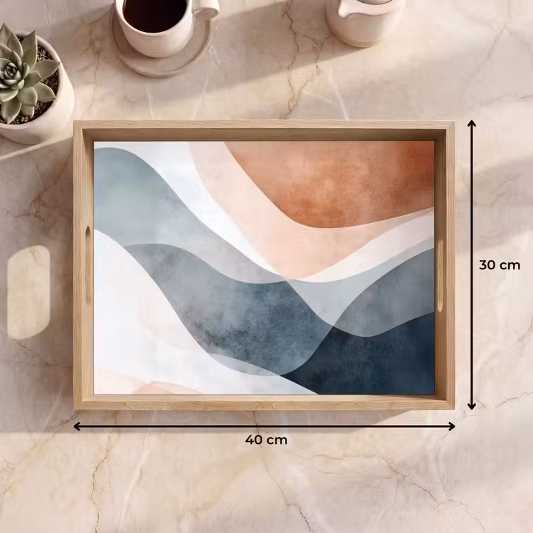 Abstract - Golven - Blauw Dienblad Rechthoek middel -USP_Formaat