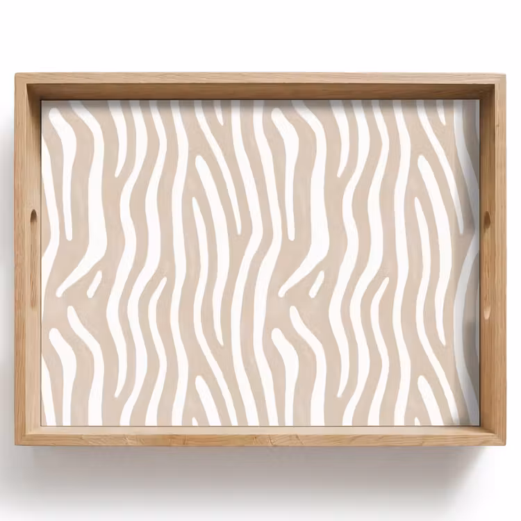 Abstract - Zebra - Beige Dienblad Rechthoek middel 911 -z3d_shopping