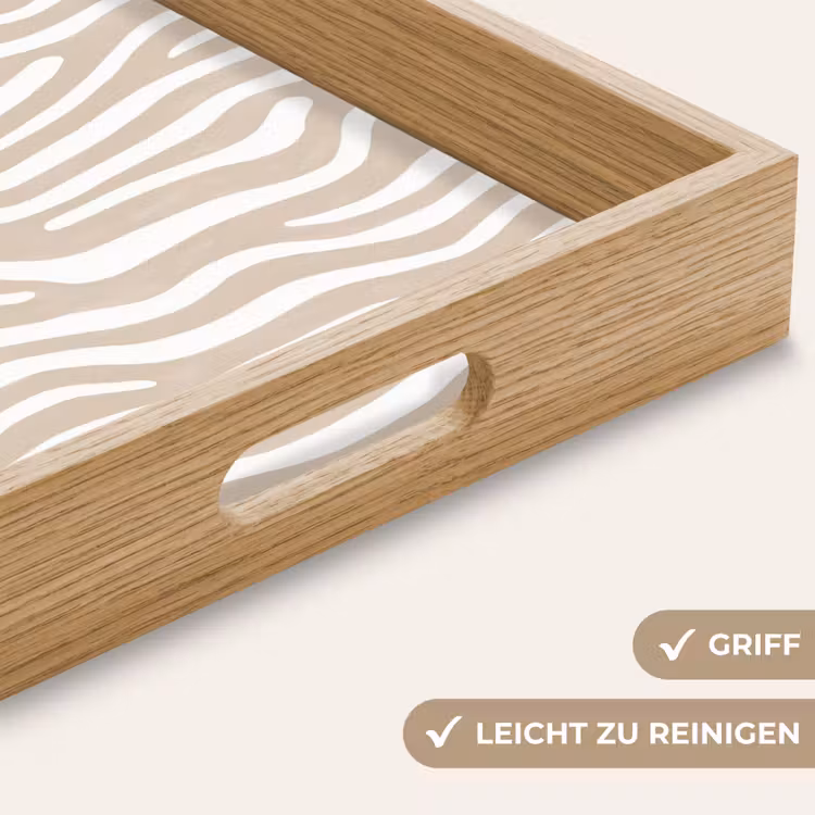 Abstract - Zebra - Beige Dienblad Rechthoek middel 911 -USP_HandgreepDE