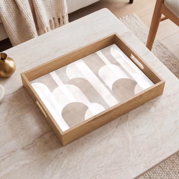 Abstracte bogen - Modern - Beige Dienblad Rechthoek middel -sfeer1