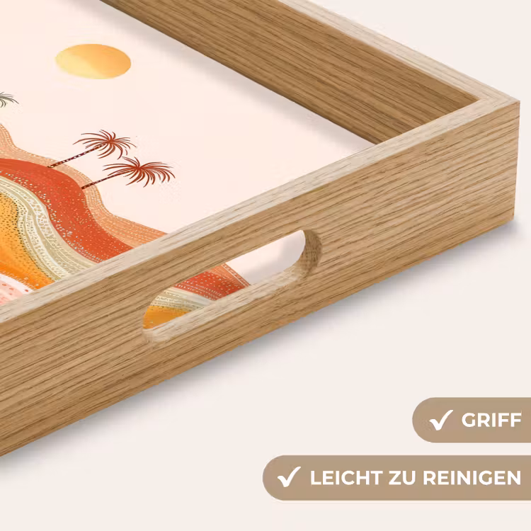 Abstract landschap - Palmbomen - Kleurrijk Dienblad Rechthoek middel -USP_HandgreepDE