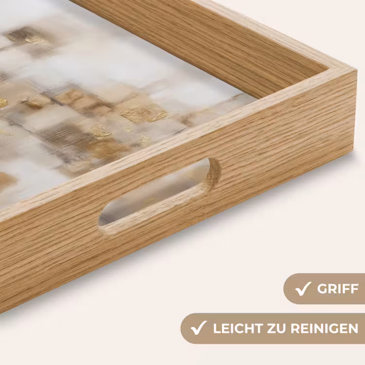 Abstracte vierkanten - Aardetonen - Mistig Dienblad Rechthoek middel -USP_HandgreepDE