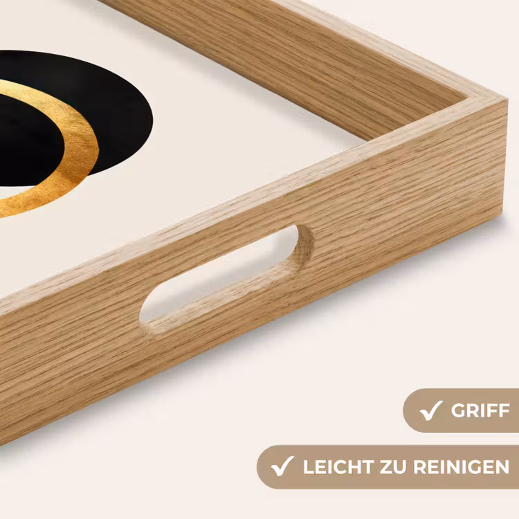 Abstract ontwerp - Zwarte cirkel - Verfvlekken Dienblad Rechthoek middel -USP_HandgreepDE