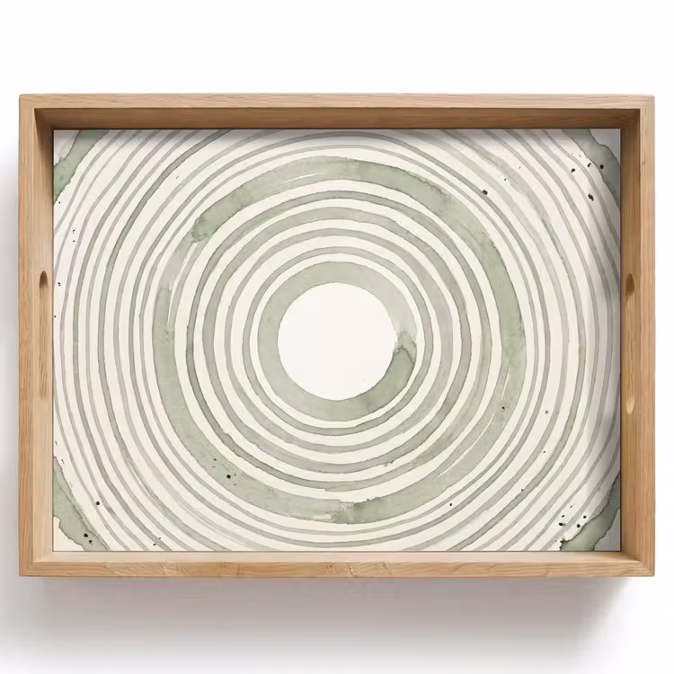 Abstractie - Cirkels - Waterverf - Groen - Modern Dienblad Rechthoek middel -z3d_shopping