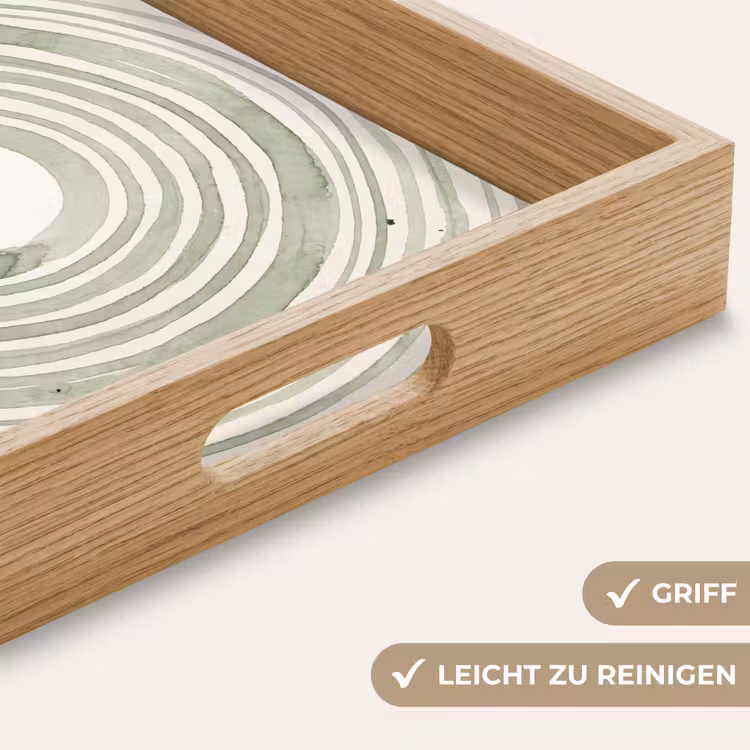 Abstractie - Cirkels - Waterverf - Groen - Modern Dienblad Rechthoek middel -USP_HandgreepDE