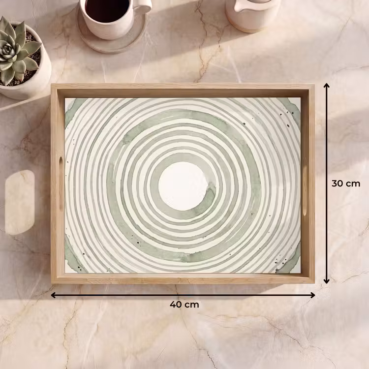 Abstractie - Cirkels - Waterverf - Groen - Modern Dienblad Rechthoek middel -USP_Formaat