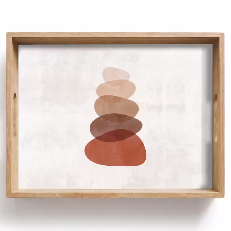 Abstractie - Gestapeld - Balans - Modern - Aardetinten Dienblad Rechthoek middel -z3d_shopping