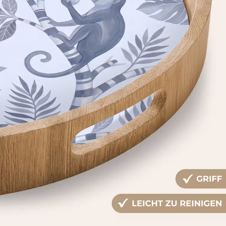 Aap - Boom - Bladeren - Jungle - Illustratie Dienblad Rond middel -USP_HandgreepDE