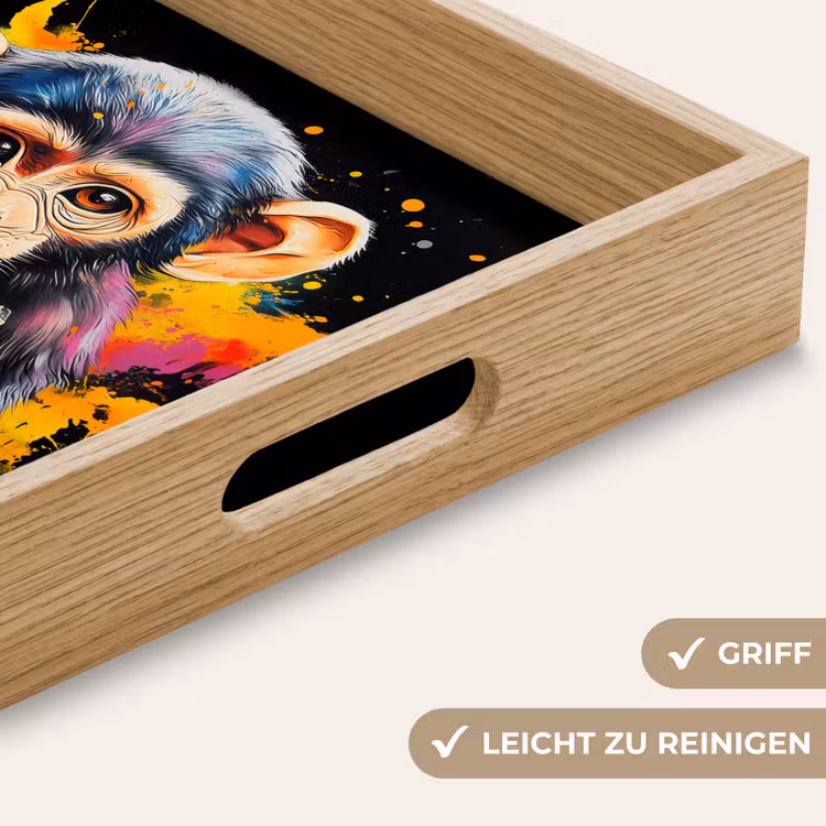Aap - Graffiti - Kleurrijk - Bananen - Modern Dienblad Rechthoek middel -USP_HandgreepDE