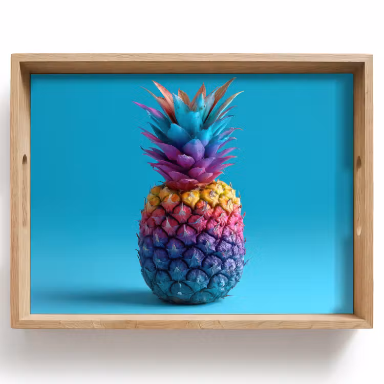 Ananas - Regenboog - Blauw - Popart Dienblad Rechthoek middel -z3d_shopping