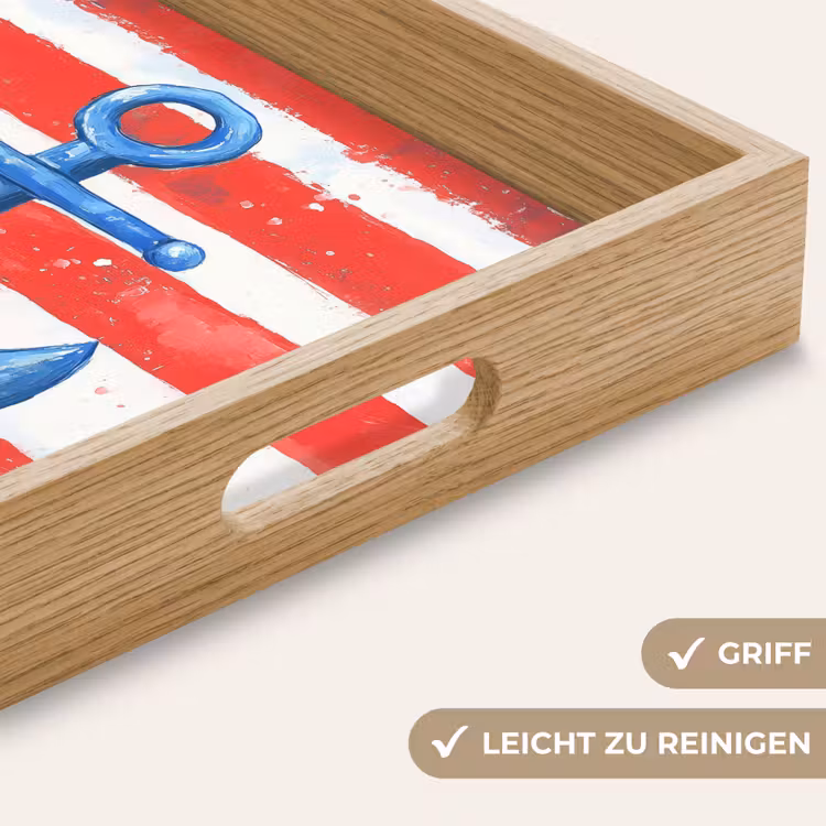 Anker - Verfspatten - Rood - Blauw Dienblad Rechthoek middel -USP_HandgreepDE