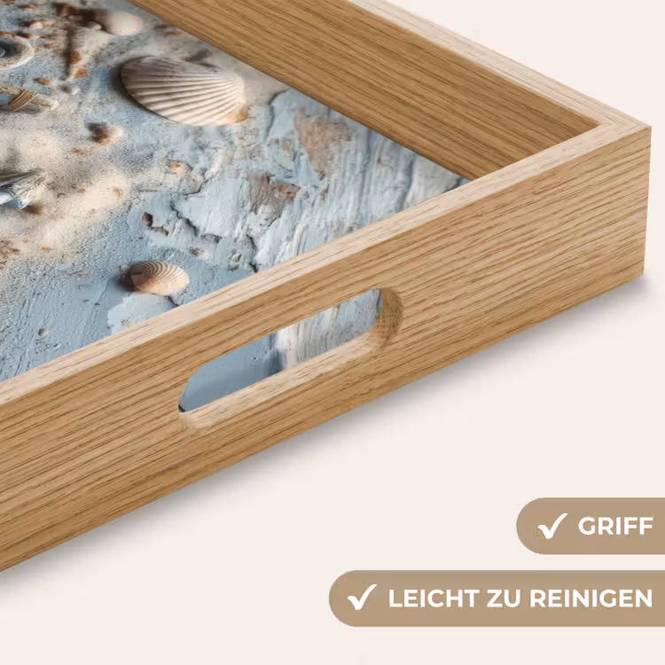 Anker - Hout - Schelpen - Zand Dienblad Rechthoek middel -USP_HandgreepDE