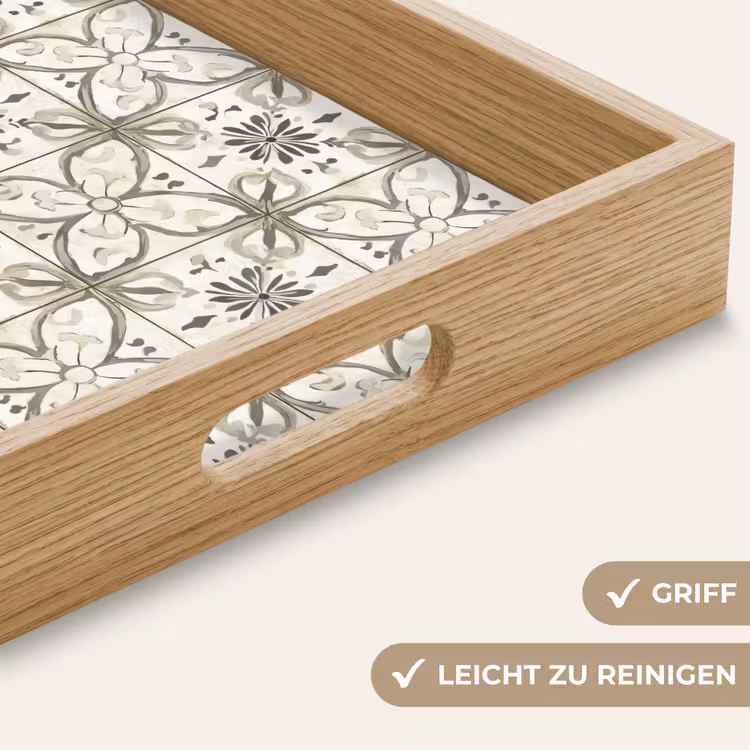 Antiek - Tegel - Beige Dienblad Rechthoek middel 911 -USP_HandgreepDE