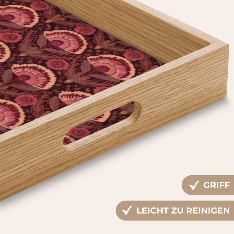 Antiek - Bloemen - Kleurrijk Dienblad Rechthoek middel 911 -USP_HandgreepDE