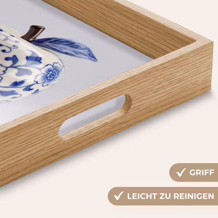 Appel - Blauw - Klassiek Dienblad Rechthoek middel -USP_HandgreepDE