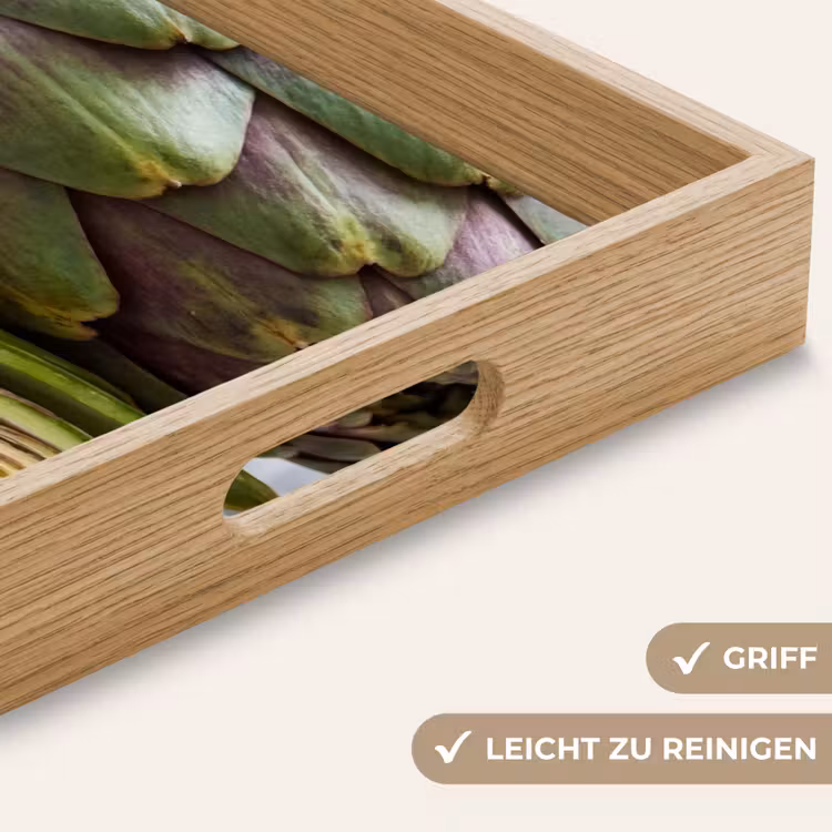 Tablett - Artischocke – aufgeschnitten – Essen - Artisjok - Doorgesneden - Eten Dienblad Rechthoek middel