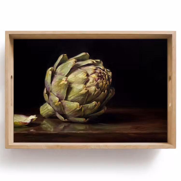 Tablett - Artischocke – Essen – Klassisch - Artichok - Eten - Klassiek Dienblad Rechthoek middel