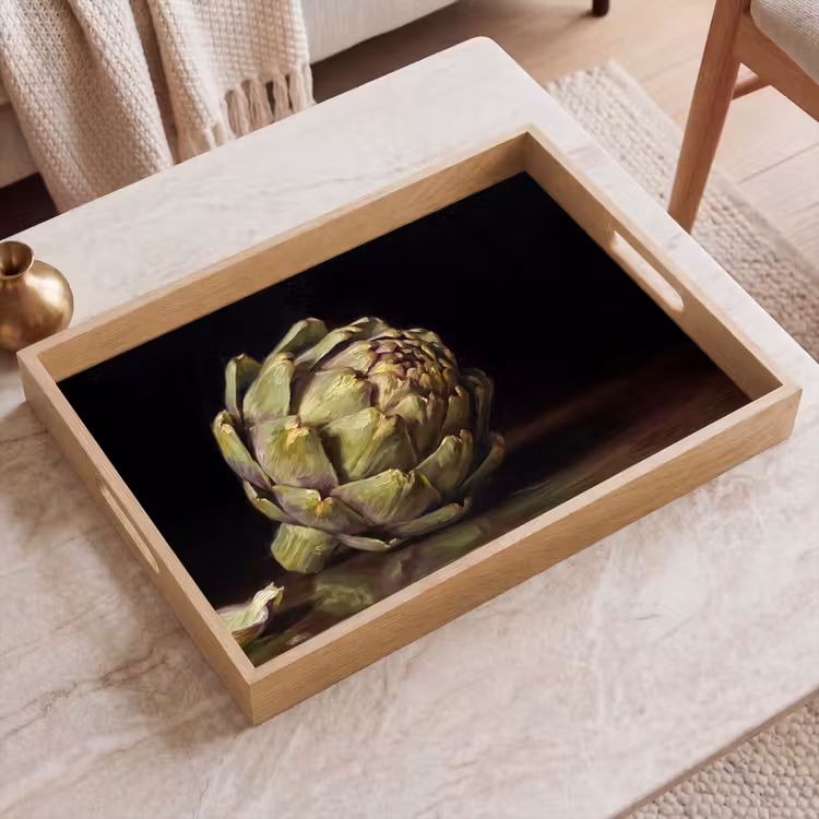 Tablett - Artischocke – Essen – Klassisch - Artichok - Eten - Klassiek Dienblad Rechthoek middel