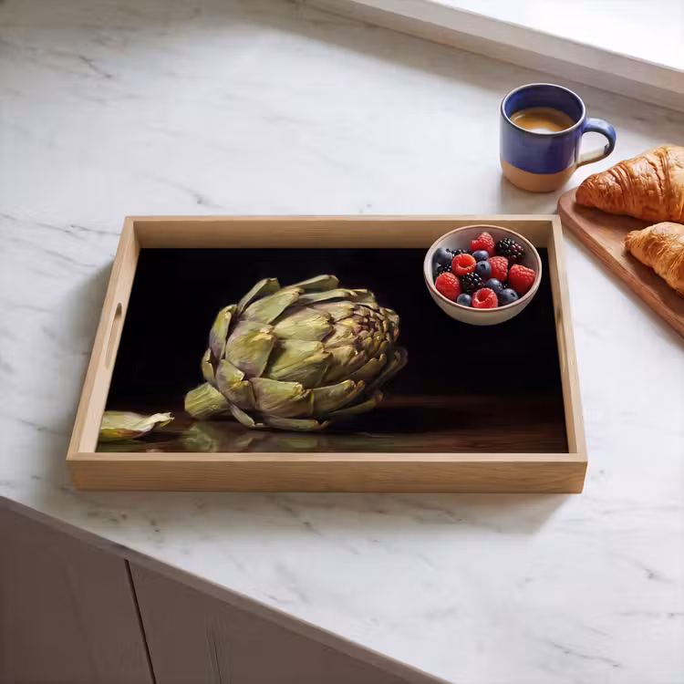 Tablett - Artischocke – Essen – Klassisch - Artichok - Eten - Klassiek Dienblad Rechthoek middel