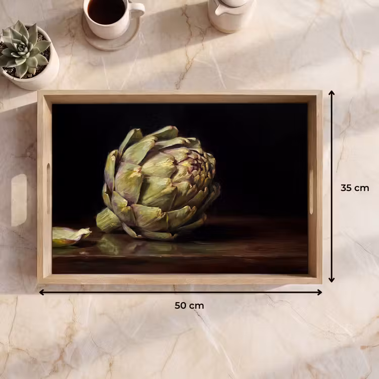 Tablett - Artischocke – Essen – Klassisch - Artichok - Eten - Klassiek Dienblad Rechthoek middel