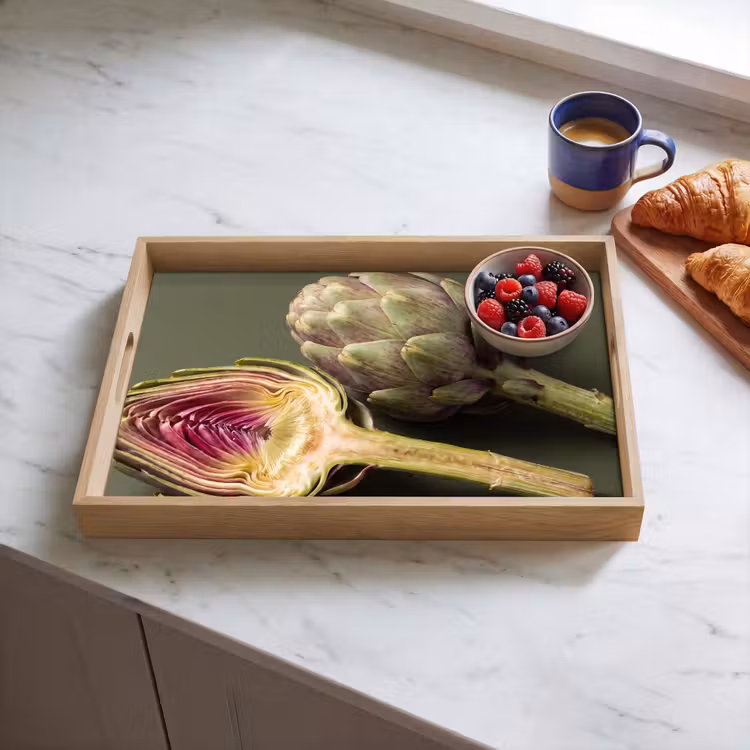 Tablett - Artischocke – Violett – Lebensmittel - Artisjok - Paars - Voedsel Dienblad Rechthoek middel