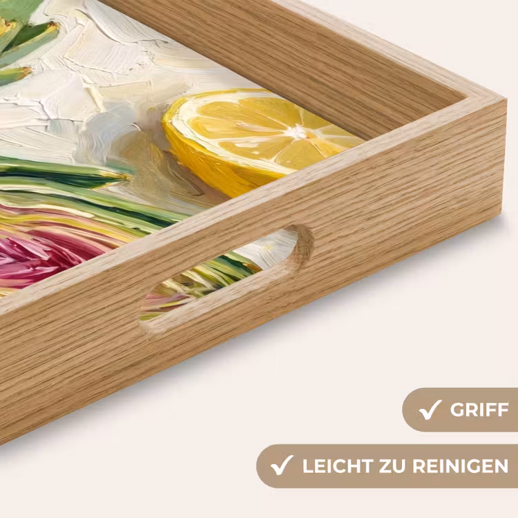 Tablett - Artischocke – Zitrone – Essen - Artisjok - Citroen - Eten Dienblad Rechthoek middel