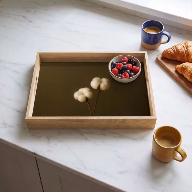 Takken - Katoen - Wit - Bollen Dienblad Rechthoek middel -sfeer2