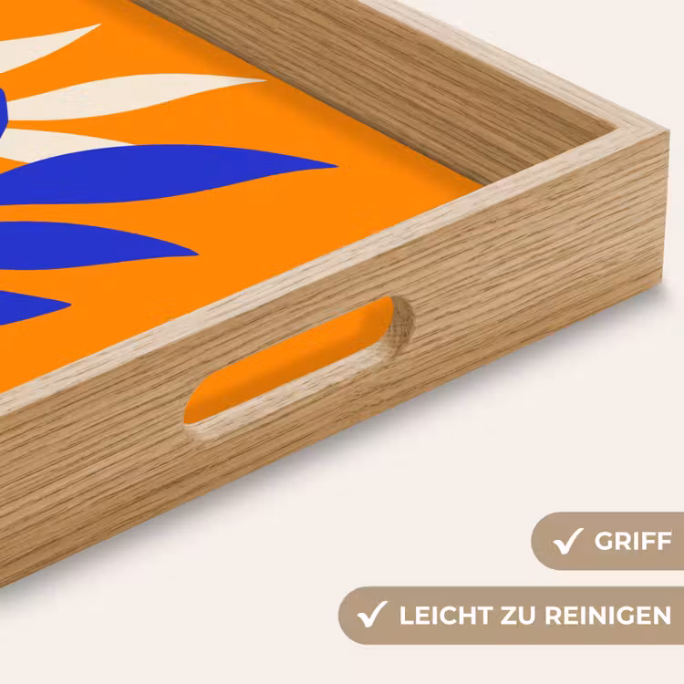 Takken - Bladeren - Minimalistisch - Blauw Dienblad Rechthoek middel -USP_HandgreepDE