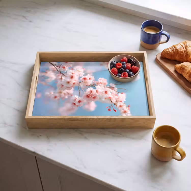 Takken - Bloesems - Roze Dienblad Rechthoek middel -sfeer2
