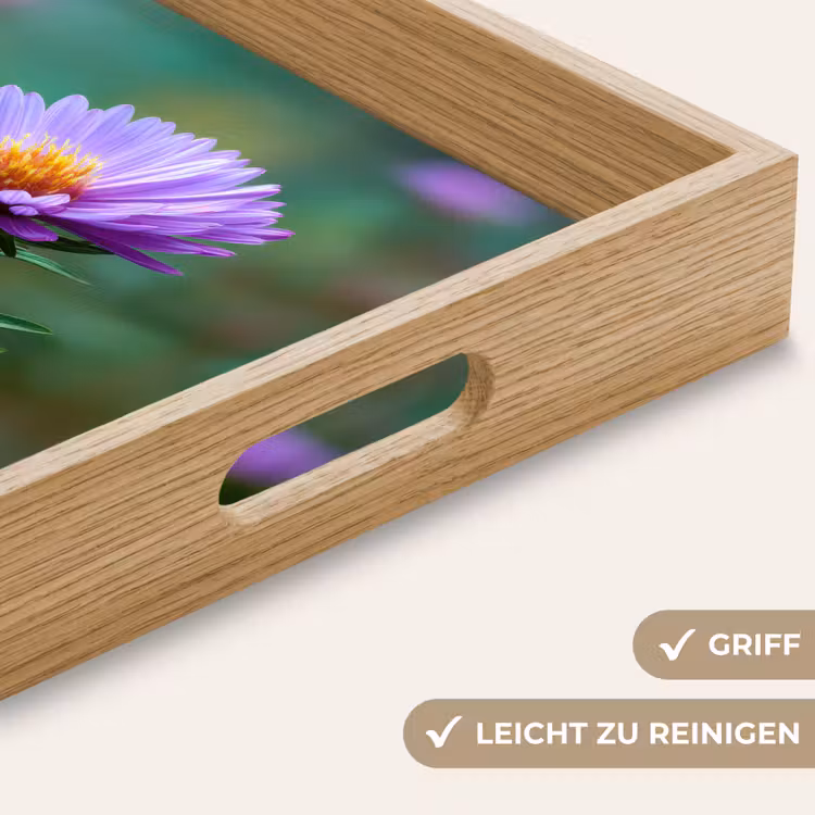 Aster - Paars - Bloem - Blaadjes Dienblad Rechthoek middel -USP_HandgreepDE