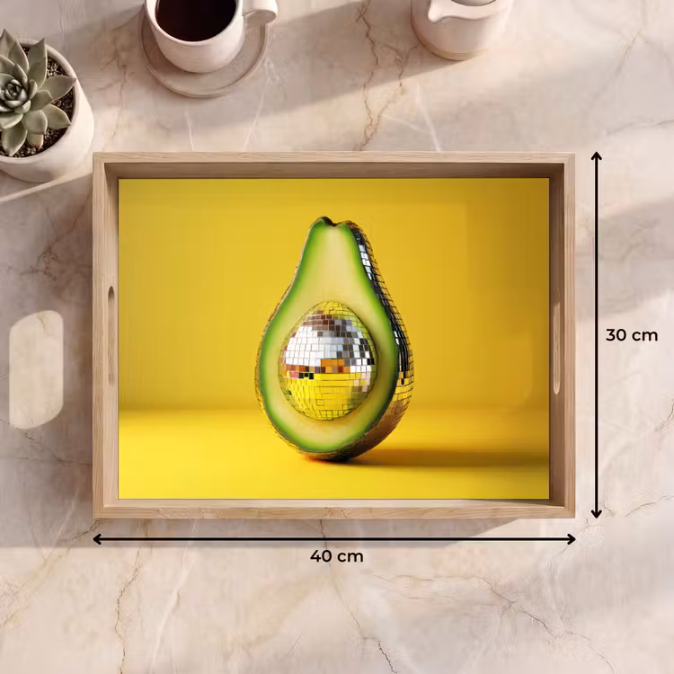 Avocado - Discobal - Geel - Glitter Dienblad Rechthoek middel -USP_Formaat