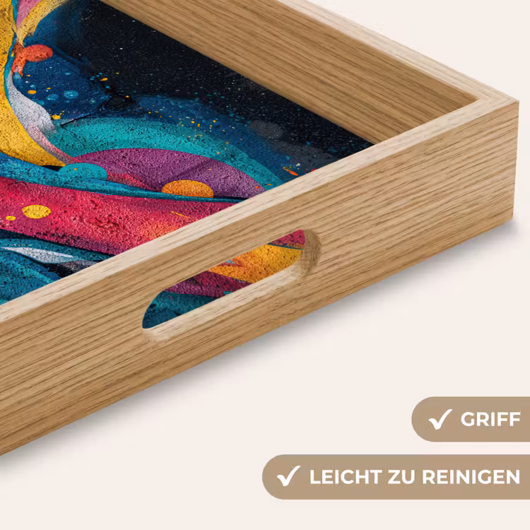 Banen - Golven - Kleurrijk - Abstract Dienblad Rechthoek middel -USP_HandgreepDE