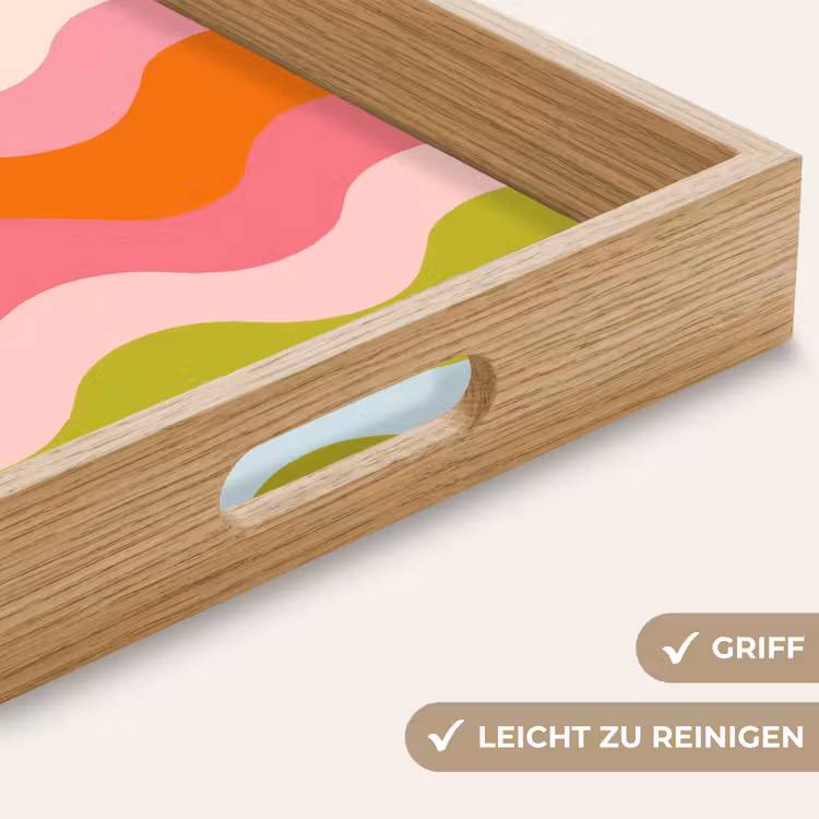 Banen - Golven - Kleurrijk - Verticaal Dienblad Rechthoek middel -USP_HandgreepDE
