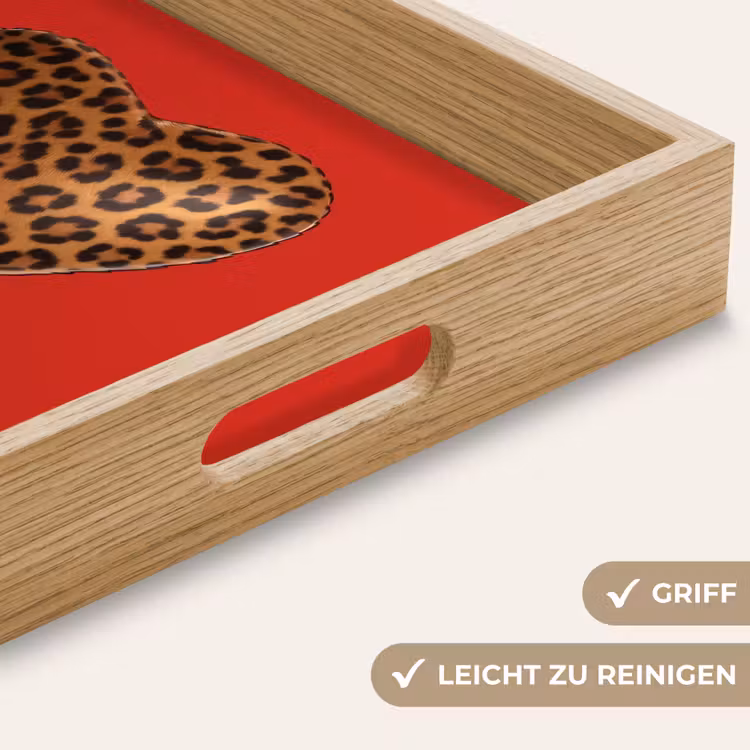 Ballon - Hartvormig - Rood - Panterpatroon Dienblad Rechthoek middel -USP_HandgreepDE