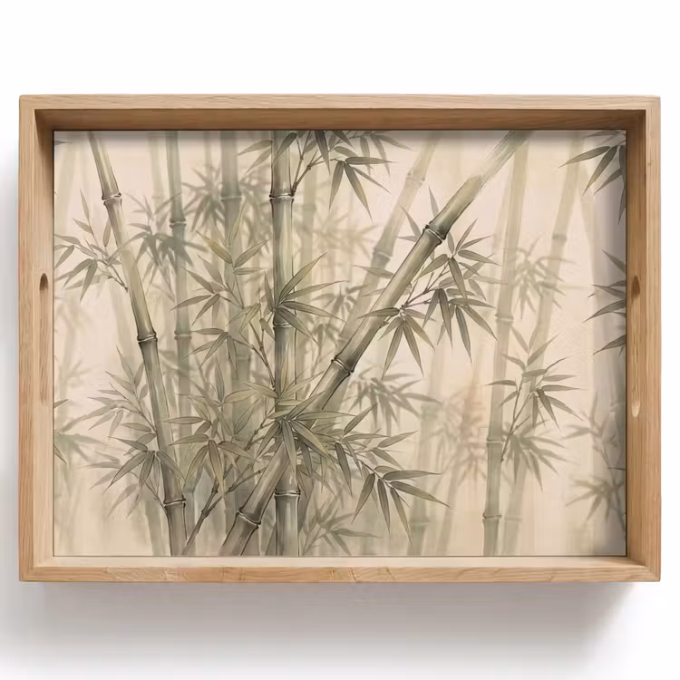 Bamboe - Bladeren - Aziatisch - Groen - Natuur Dienblad Rechthoek middel -z3d_shopping