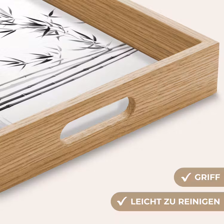 Bamboestammen - Water - Minimalistisch - Wit Dienblad Rechthoek middel -USP_HandgreepDE