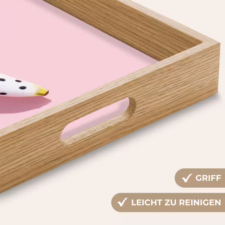 Banaan - Stippen - roze Dienblad Rechthoek middel -USP_HandgreepDE