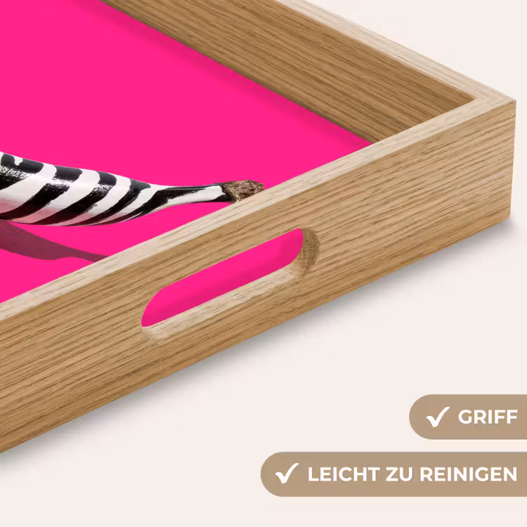 Banaan - Zebraprint - Roze Dienblad Rechthoek middel -USP_HandgreepDE