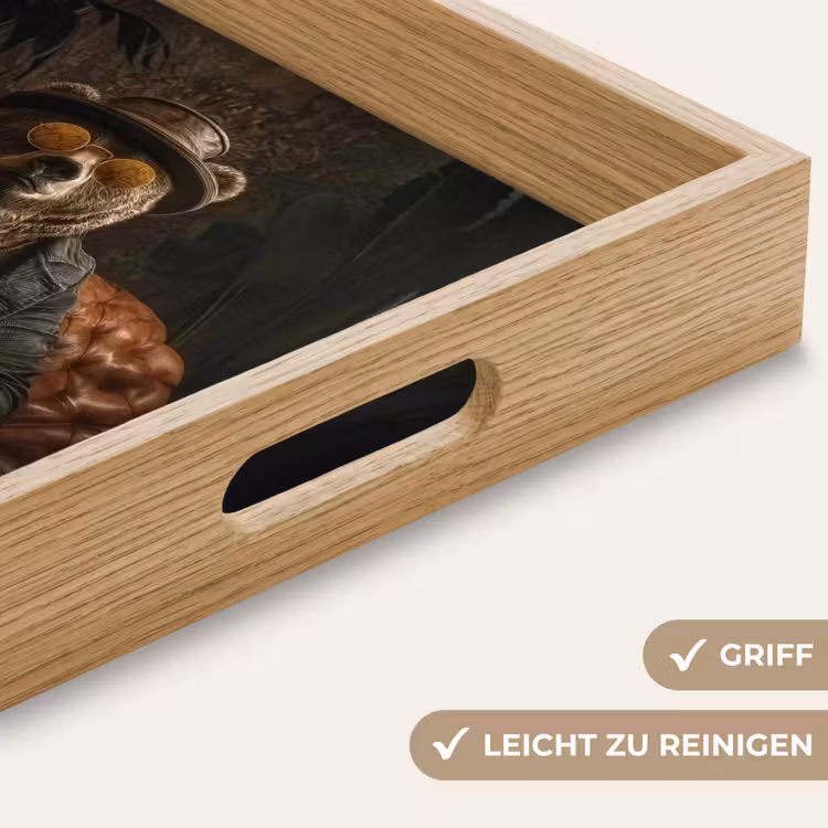 Beer - Bruin - Pak - Hoed Dienblad Rechthoek middel -USP_HandgreepDE
