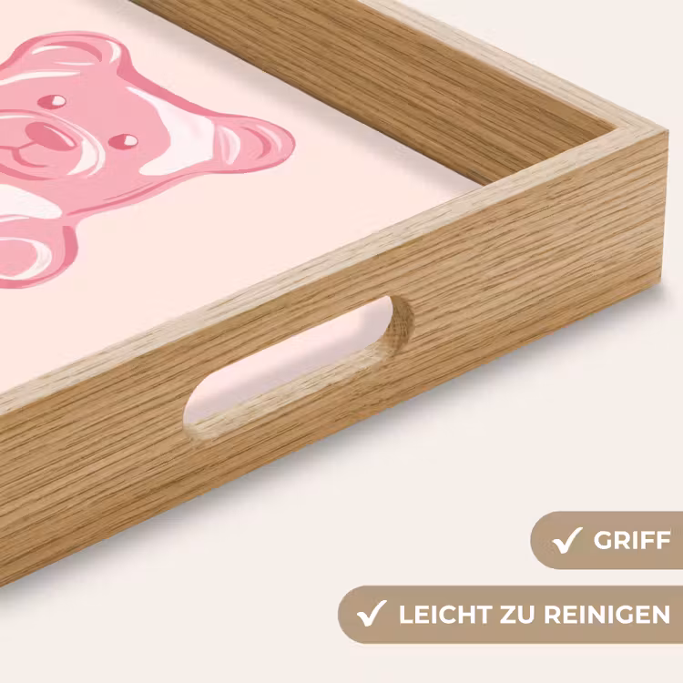 Beer - Roze - Snoep Dienblad Rechthoek middel -USP_HandgreepDE