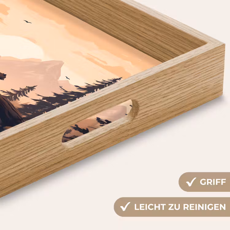 Beren - Bomen - Landschap - Zonsondergang Dienblad Rechthoek middel -USP_HandgreepDE