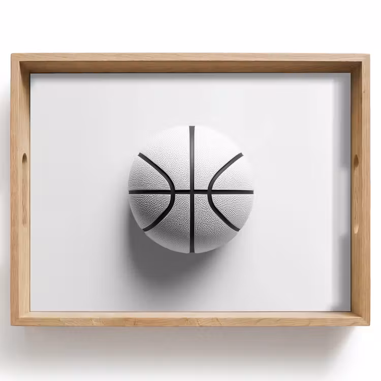 Basketbal - Wit - Schaduw - Lijnen Dienblad Rechthoek middel -z3d_shopping